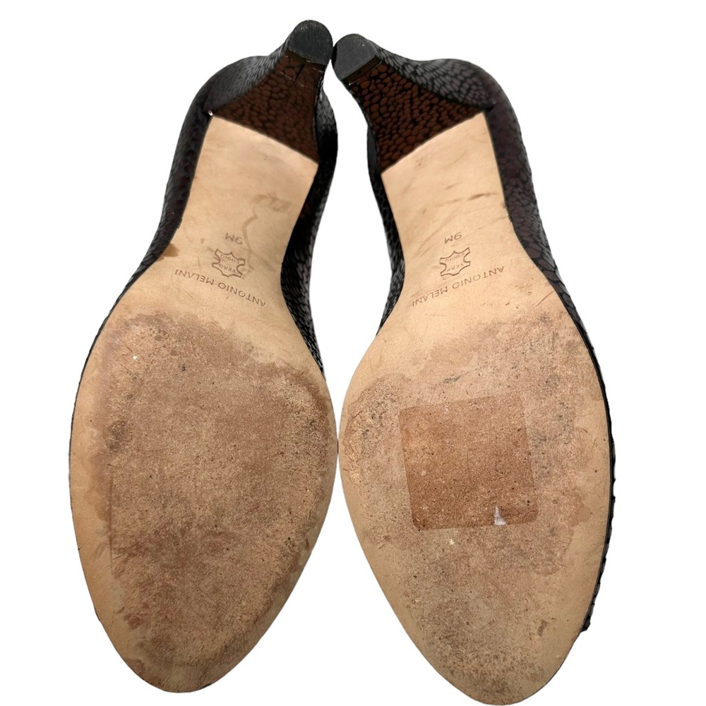 3/$10 Antonio Melani Heels 7 Copper Print Leather - Picture 10 of 11